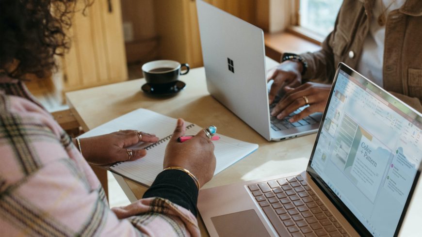 person using a Surface device